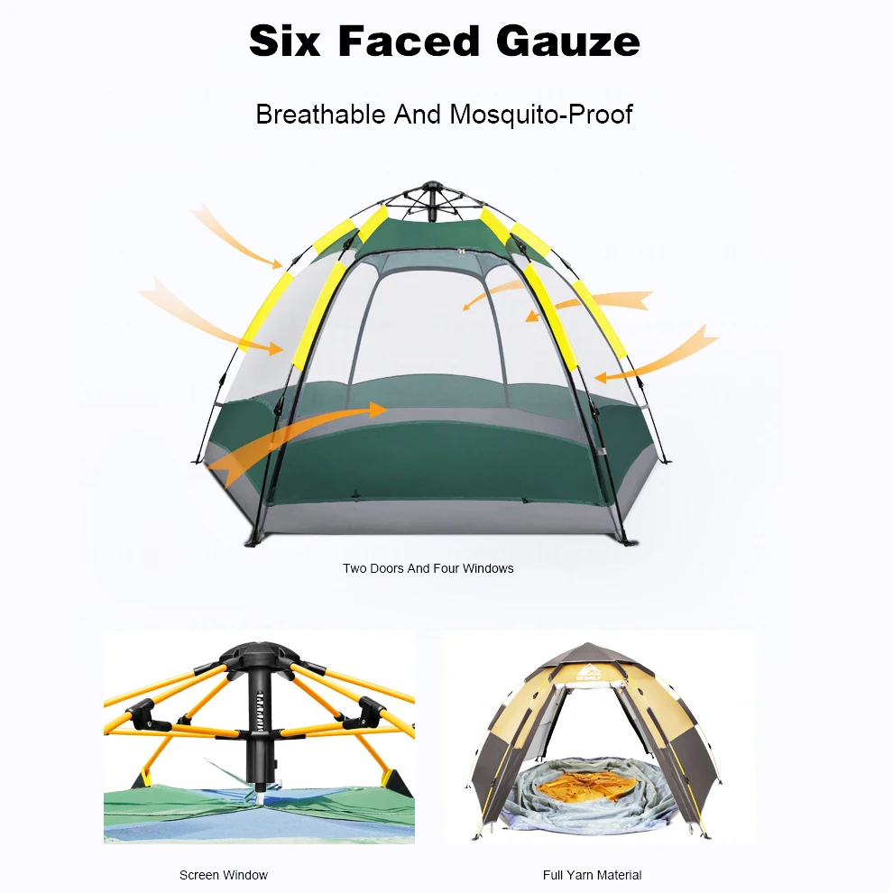 În Aer Liber Camping Cort Dublu Strat Wateroproof Familie Automată Corturi 5-8 Persoane Portabil Respirabil Călătorie În Aer Liber Drumeții Cort