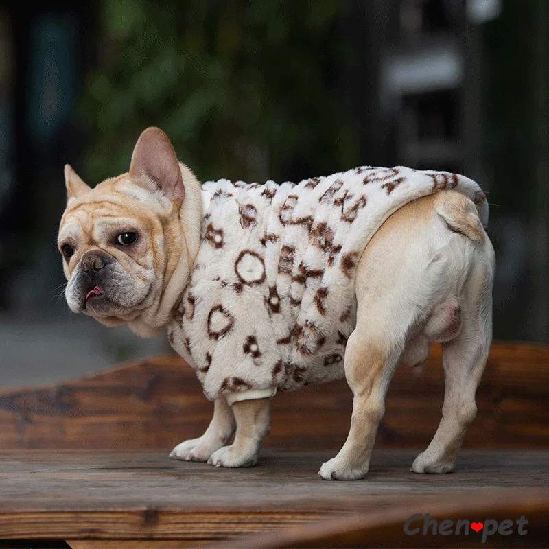 Moda de Lux, Haine de Câine de Companie Haine pentru Iarna Leopard de Imprimare Bulldog francez Strat Moale Designer de Mediu Câine Haine de Blană Hanorace
