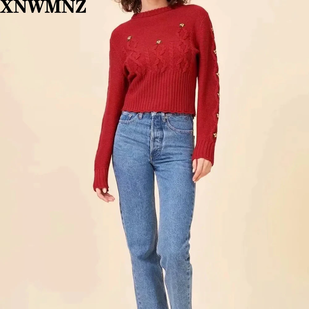 XNWMNZ Za 2020 de Înaltă calitate de moda pentru femei O-gât pulover Femei top femeie maneca lunga, pulovere calde Brodate pulover Tricotate