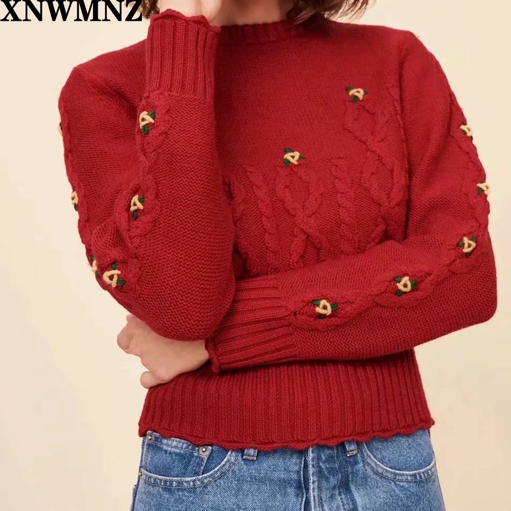 XNWMNZ Za 2020 de Înaltă calitate de moda pentru femei O-gât pulover Femei top femeie maneca lunga, pulovere calde Brodate pulover Tricotate