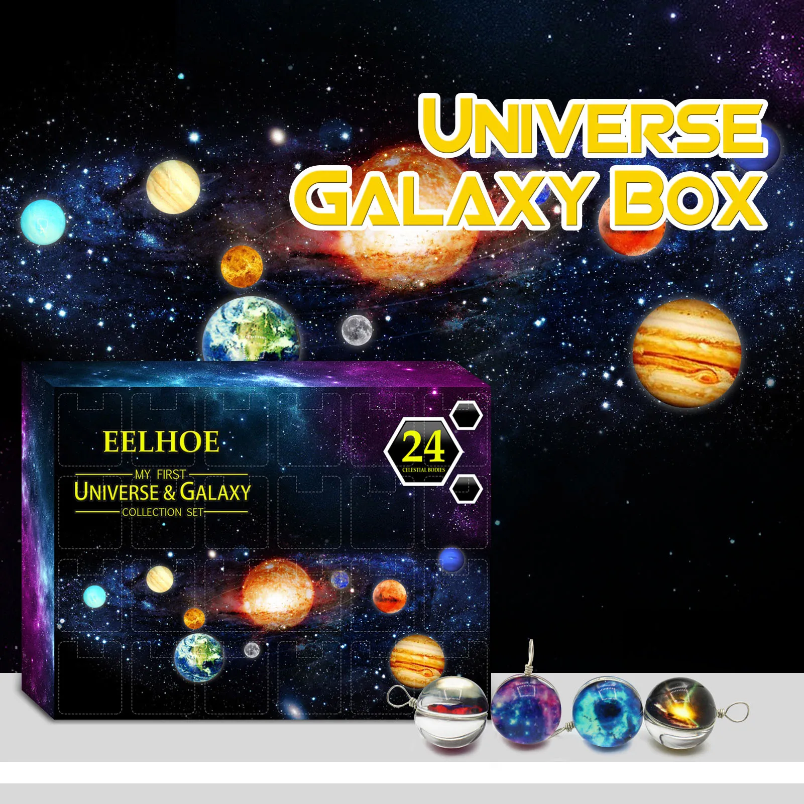 Cosmic Galaxy Advent Calendar Interesant Decor Universal 24 de diferite planetare cadouri cu 24 de deschideri de ambalaje Închise