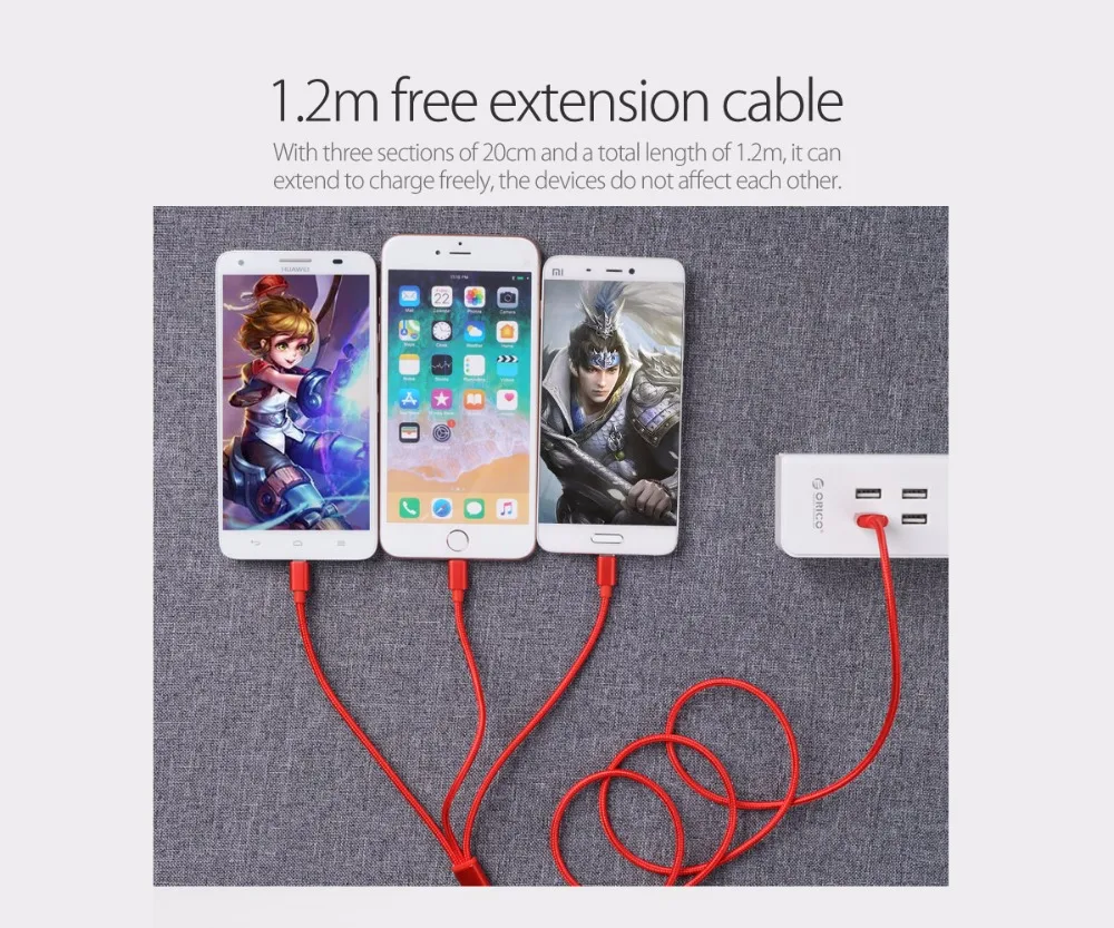 ORICO USB Cablu pentru iPhone 7 6 5 5s 6s de Încărcare Încărcător de Iluminat Tip C Cablu Micro USB 3 în 1 Cablu de Telefon Mobil