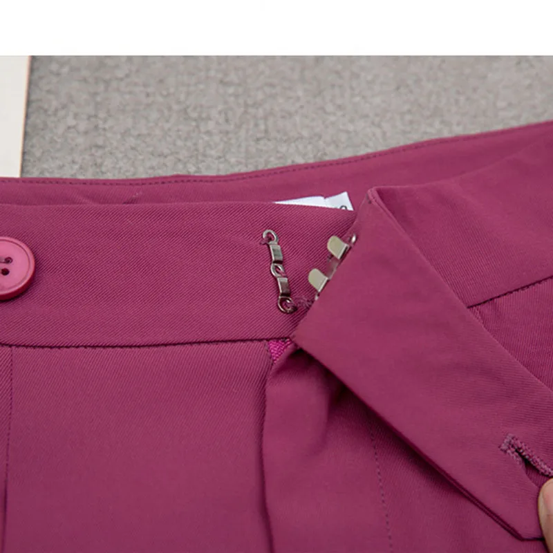 De Înaltă Talie Pantaloni Scurți Roșu Negru Pentru Femei De Vară 2020 Formale Solide Butonul Până Largi Picior Pantaloni Scurți Coreean Bermuda Feminina