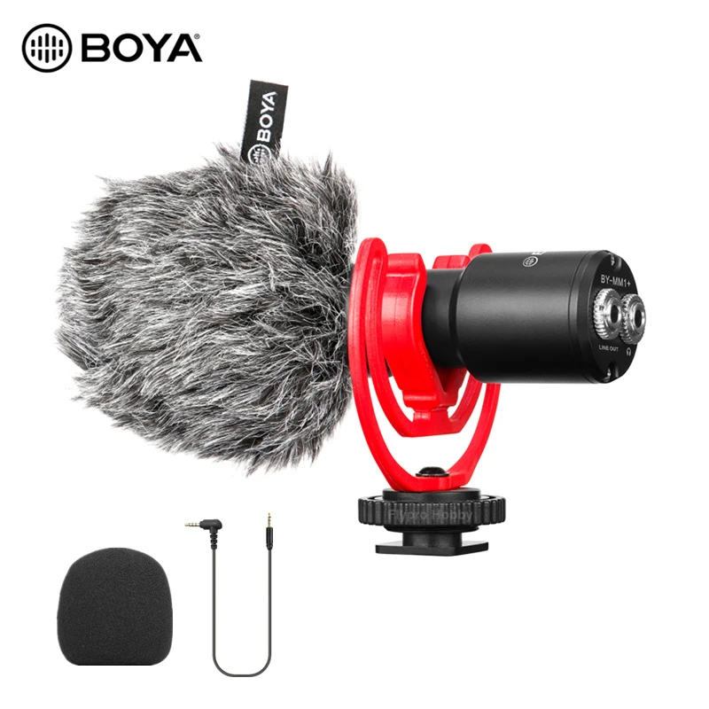 BOYA BY-MM1 + Video Microfon Wireless microfono condensa super-Cardioid Condensatului Pusca Microfon pentru Smartphone Camere DSLR