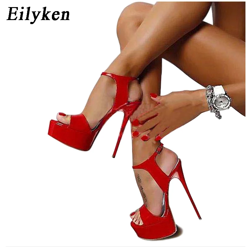 Eilyken Nou Design de Curea Cataramă Femei Pompe de sandale Stiletto Super Toc Înalt Sandale Sexy Club de noapte Pompe de Platforma dimensiunea 34-46
