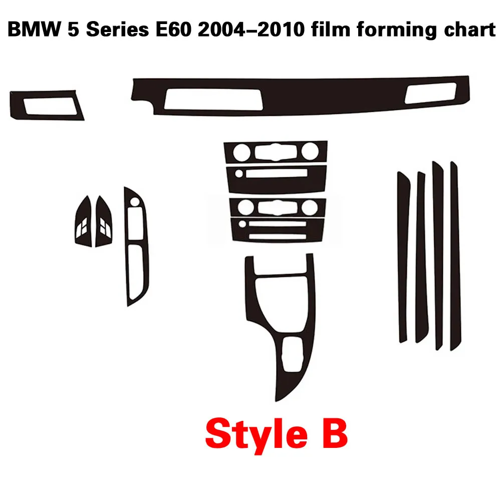 Pentru BMW Seria 5 E60 2004-2010 Interior Panou de Control Central Mânerul Ușii 5D Fibra de Carbon Autocolante, Decalcomanii Auto styling Dotari