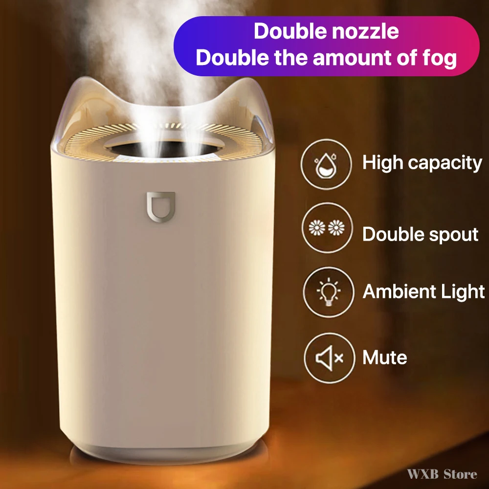 4000ML Acasă Umidificator de Aer Dublu Duza Ceață Rece, Difuzor de arome cu Coloful LED lumina de ceață Grele cu Ultrasunete Humidificador