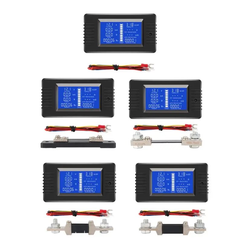 DC 0-200V 50A/100A/200A/300A Baterie Monitor Tester Tensiune Curent Impedanta Capacitate Watt Amperi Energie Metru Timp