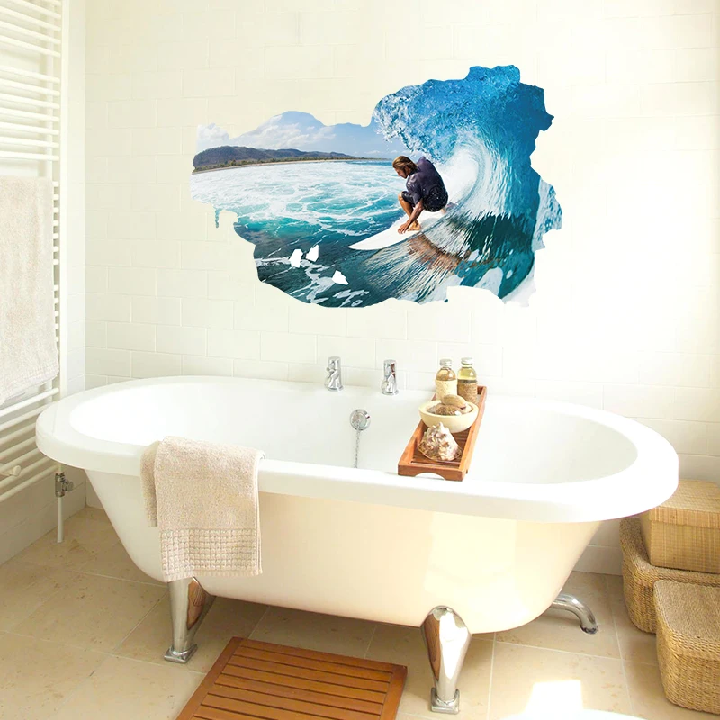 3D Surfing Decor de Perete Camera de zi Dormitor Baie Decoratiuni Autocolante de Vinil pe Perete PVC Detașabil Poster Tapet