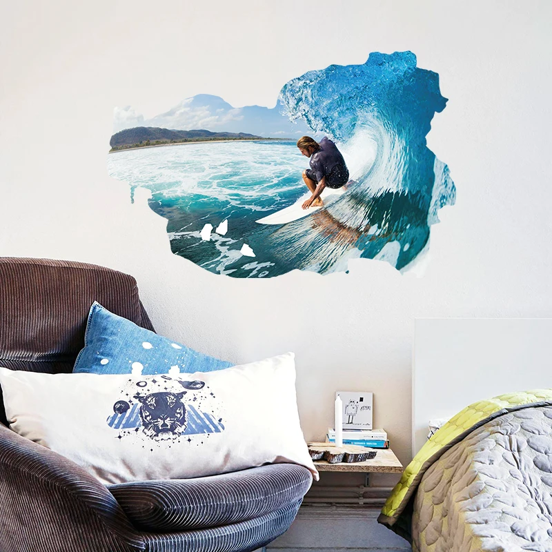 3D Surfing Decor de Perete Camera de zi Dormitor Baie Decoratiuni Autocolante de Vinil pe Perete PVC Detașabil Poster Tapet