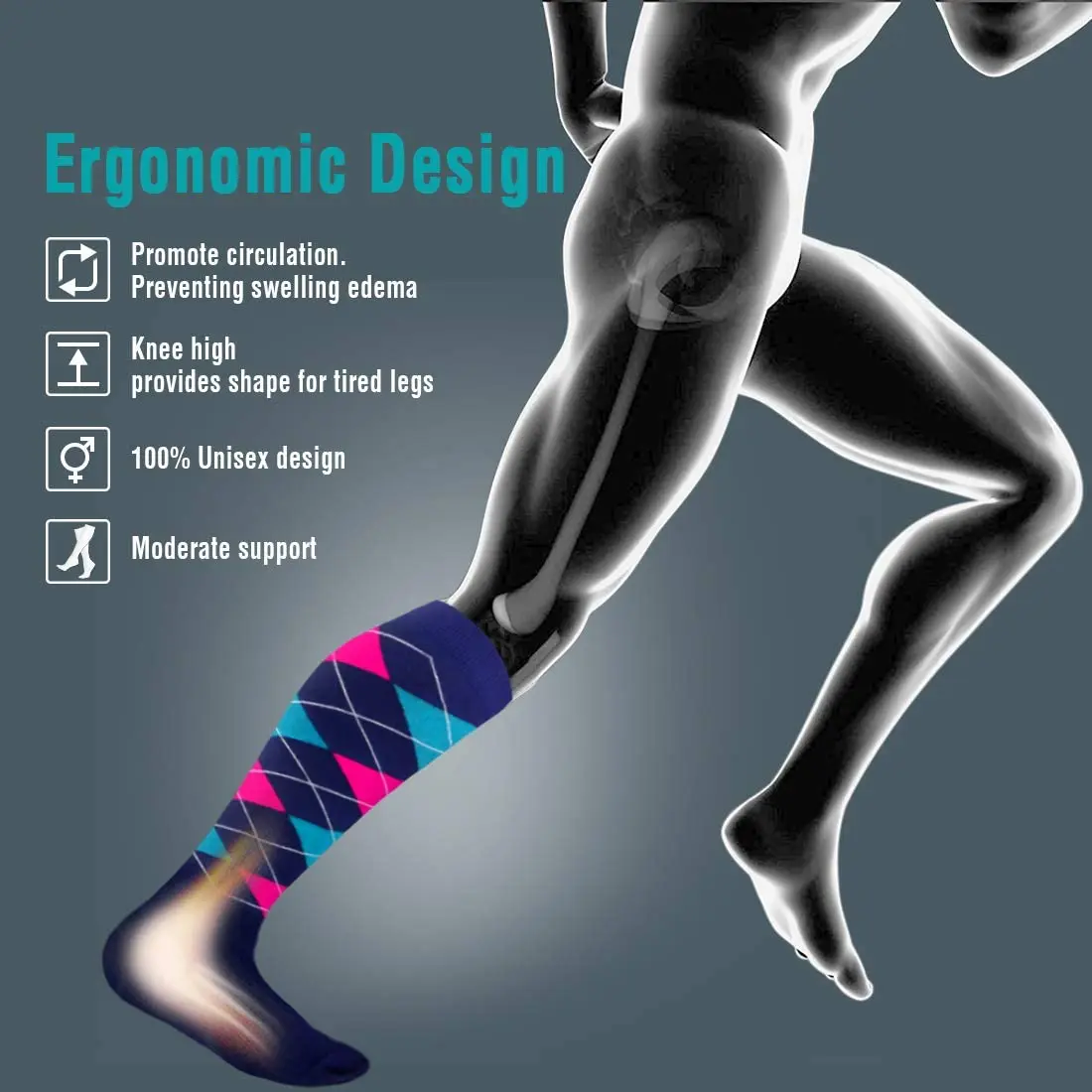 NOUL Ciorapi de Compresie Funcționare Șosete 20-30 Mmhg Femei Bărbați Șosete Sport pentru Maratonul de Ciclism de Fotbal Varice