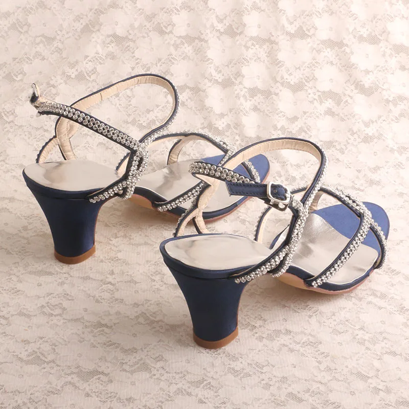 Personalizat Sandale Femei Pantofi de Vara si Sandale Bleumarin din Satin