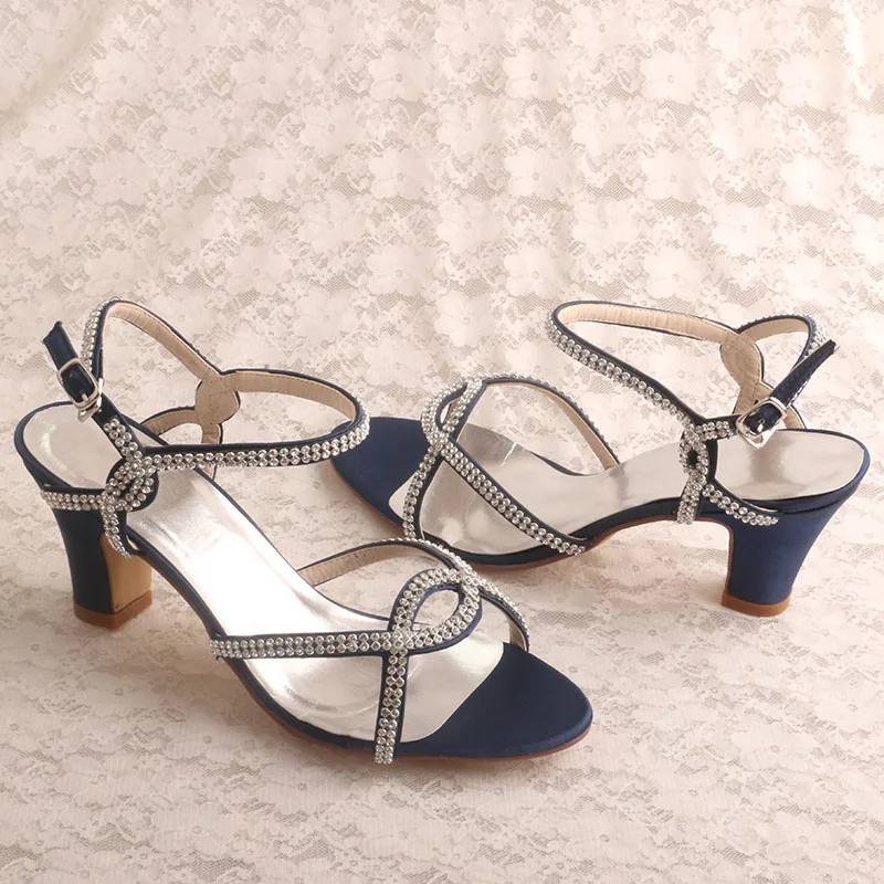 Personalizat Sandale Femei Pantofi de Vara si Sandale Bleumarin din Satin