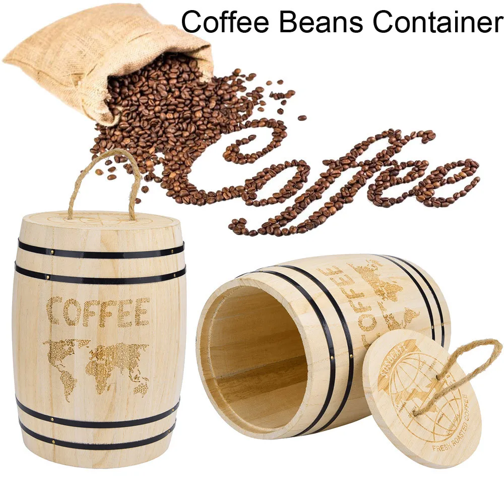Proaspete boabe de Cafea Container Etanș din Lemn Pentru Boabe de Cafea 0ak Butoi Storagegrounds Motive Boabe de Cafea Bucătărie Cutie #SRN