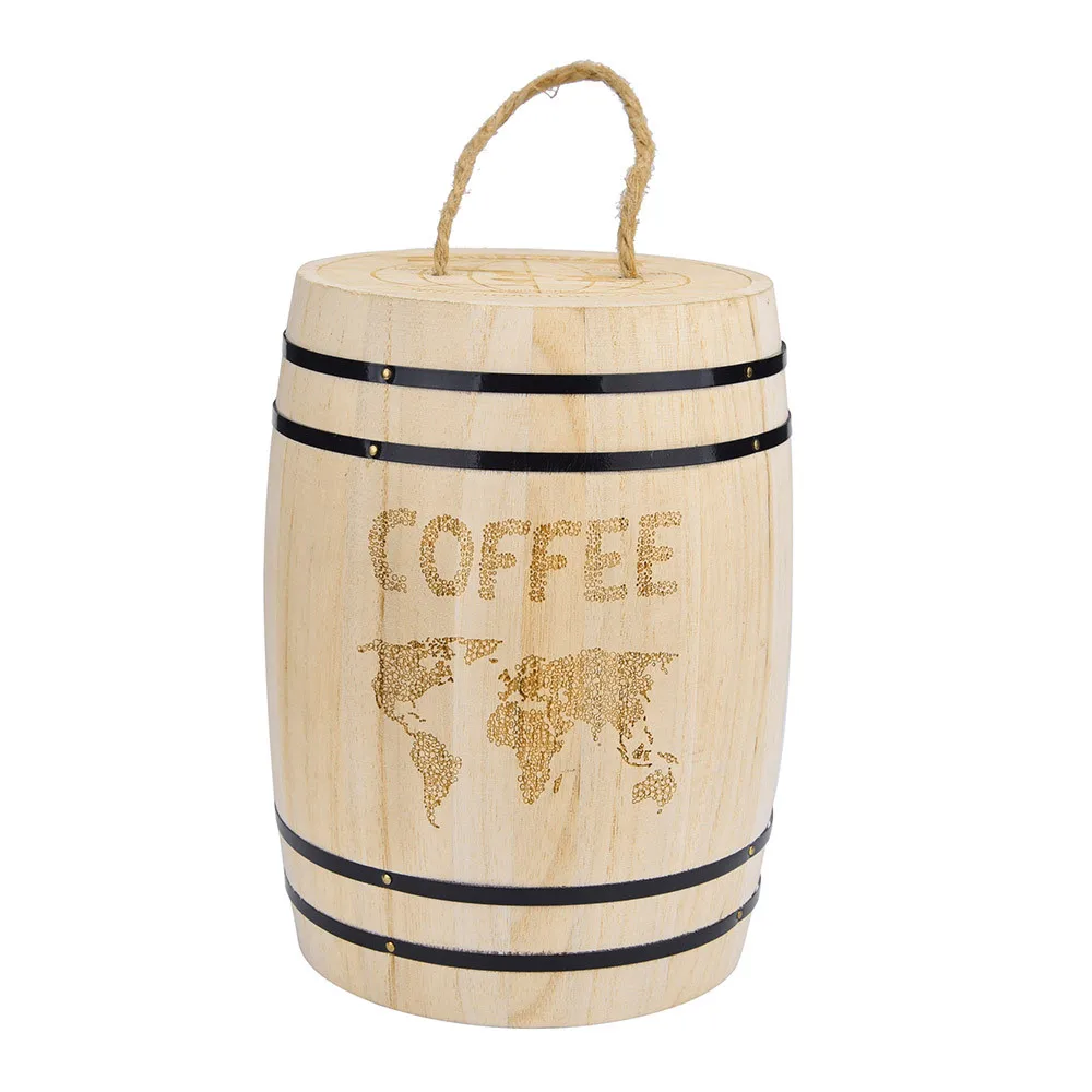 Proaspete boabe de Cafea Container Etanș din Lemn Pentru Boabe de Cafea 0ak Butoi Storagegrounds Motive Boabe de Cafea Bucătărie Cutie #SRN