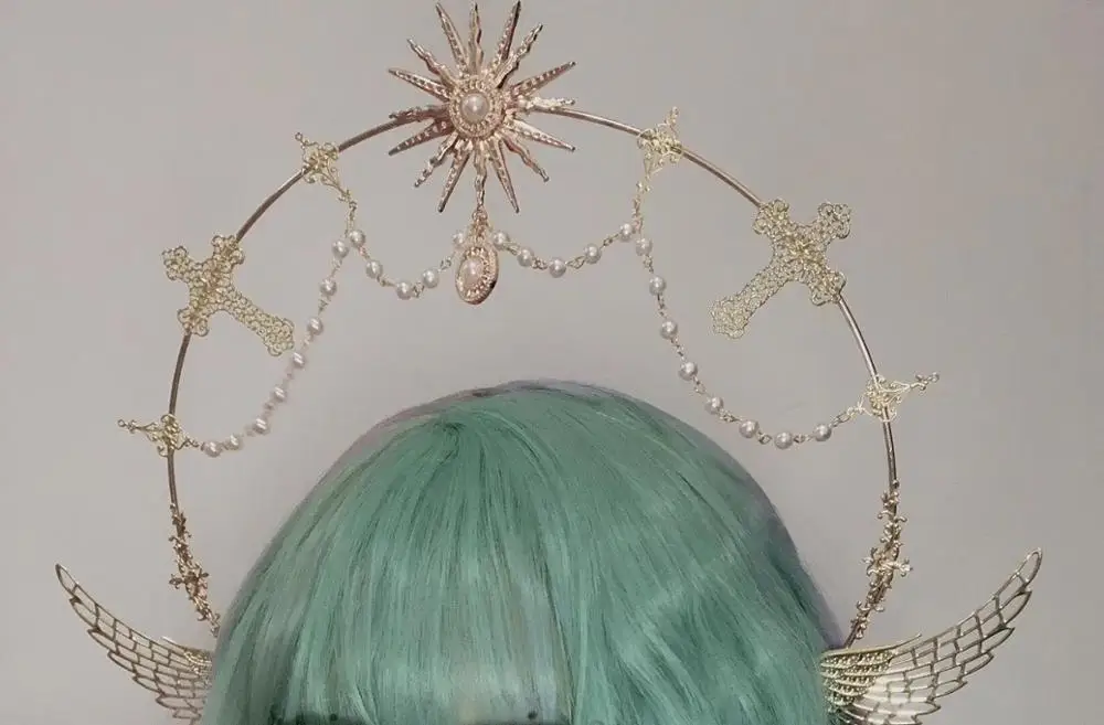 Lolita Zeita Halo Lanț Pearl KC Cerc Păr accesorii de Par Împăratul Stil Politic Hanfu Lolita Superba coroana de Păr Cosplay