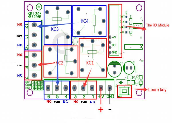 433 MHz rf Control de la Distanță DC 12V 10A 4CH Releu Receptor universal pentru garaj/Cortina/Lumina/LED/Frumuselu/transmitere a Semnalului