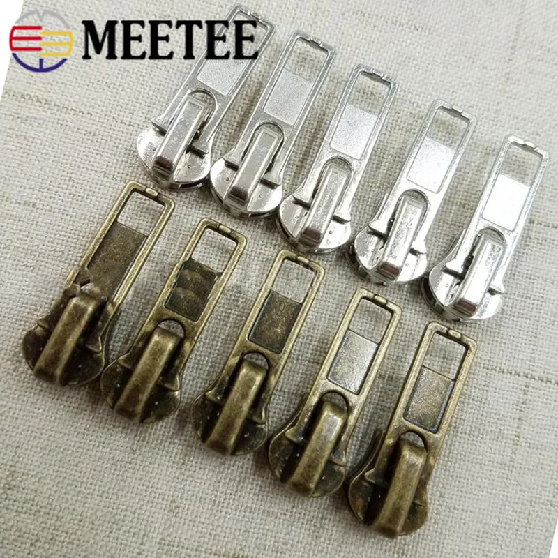 Meetee 10buc 3# 5# cu Fermoar Pentru pentru Fermoare Metalice Retro Aliaj Materiale Zip Cap Puller Kit DIY Jachete de Reparare Fermoare Accesorii