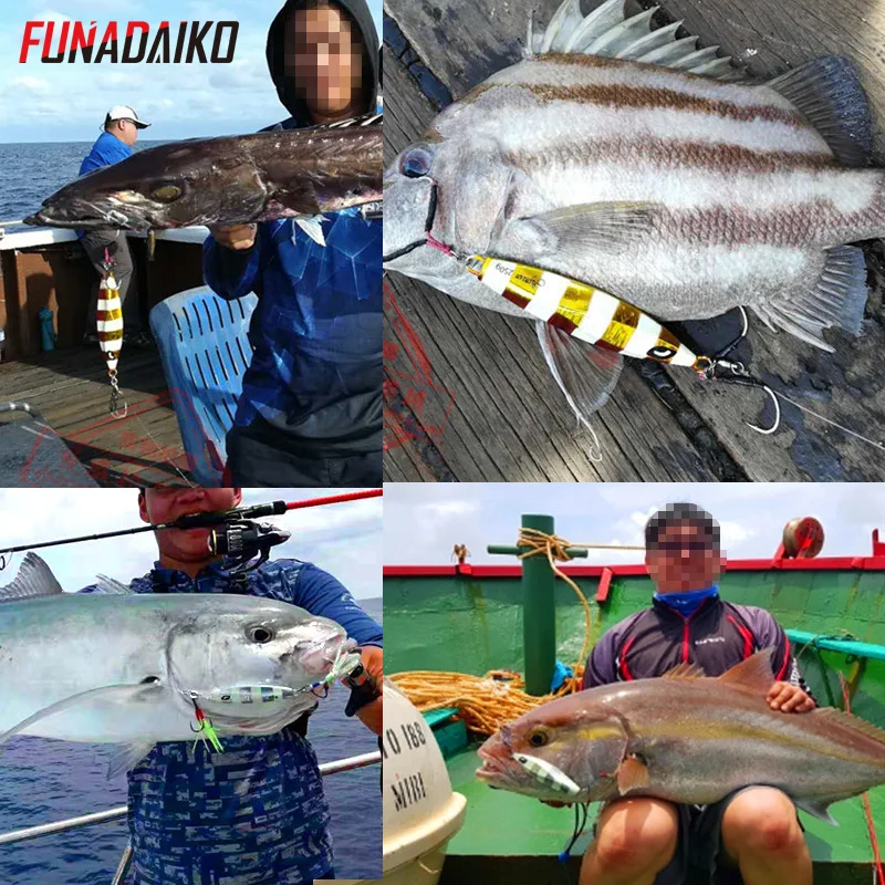 FUNADAIKO Lent jig atrage seafishing jigging momeală artificială strălucire luminos 200g/300g/350/450g/550g metal momeală de pescuit jig