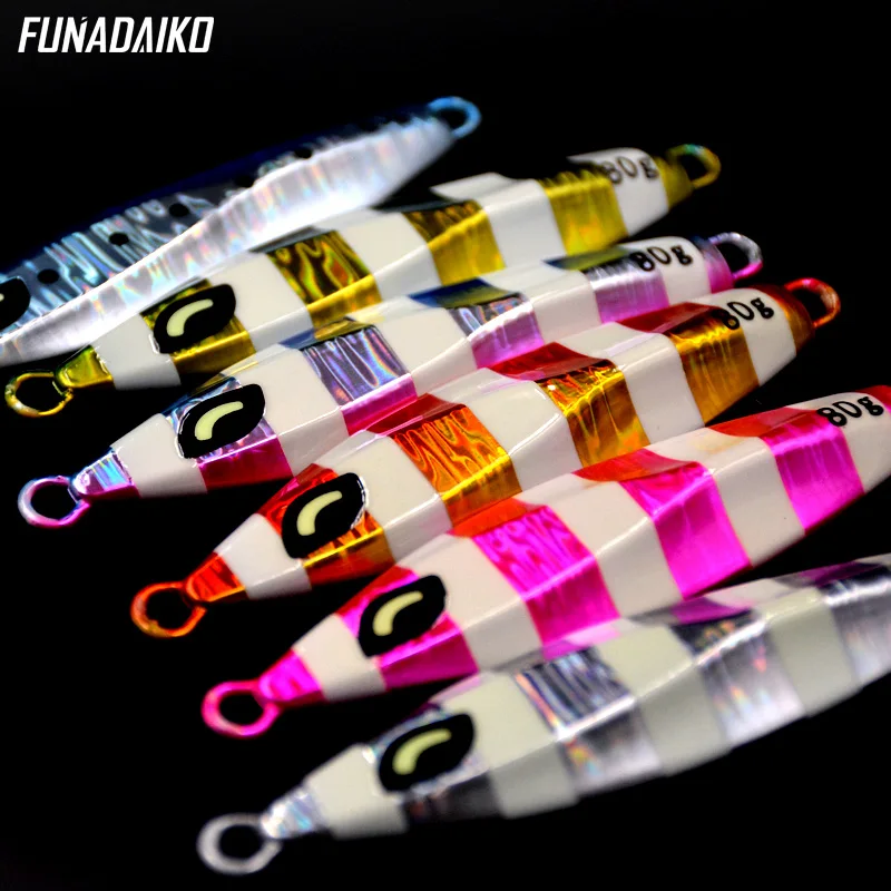 FUNADAIKO Lent jig atrage seafishing jigging momeală artificială strălucire luminos 200g/300g/350/450g/550g metal momeală de pescuit jig