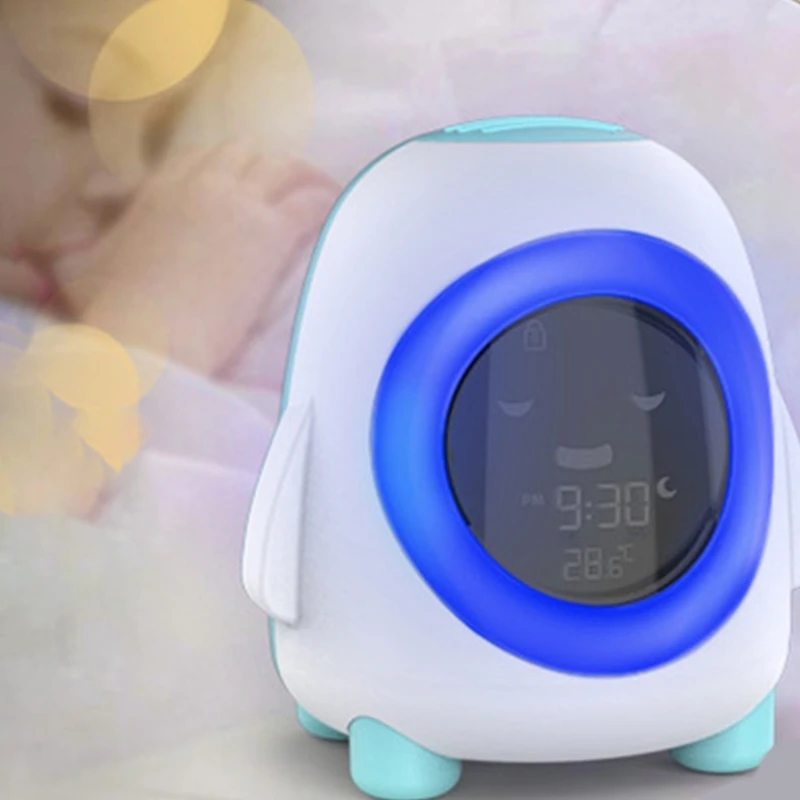 2021 Nou Colorat Trezi Lumina Ceas Deșteptător Pentru Copii Interior Termometru Ceas Drăguț USB