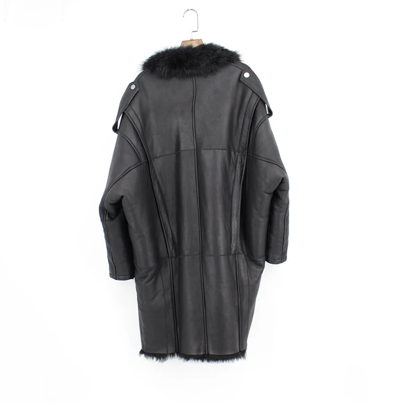 În 2020, femei de lux din piele haină de blană de caracul piele de Oaie Blana bawting maneca zip jachete lungi doamna iarna cald uza