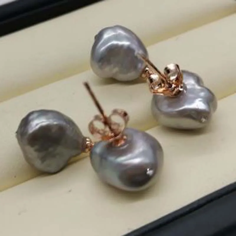 11mm Baroc gri perle de cultură legăna cercei complet gaura margele