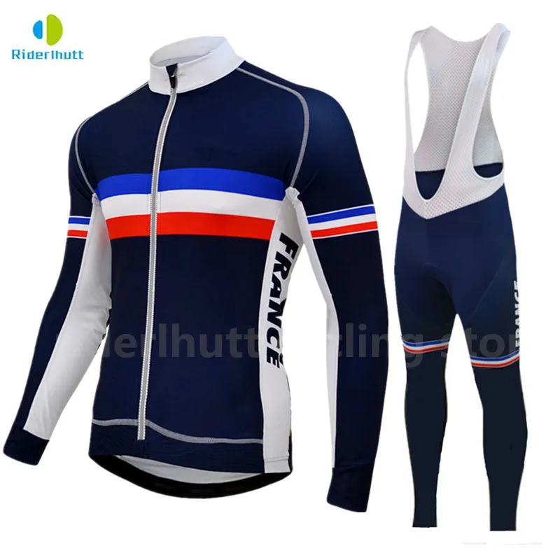 2018 Franța cycling team blue mens lungă maneca ciclism jersey Pantaloni seturi de Primăvară/toamnă curse îmbrăcăminte Pro Cycling Team haine