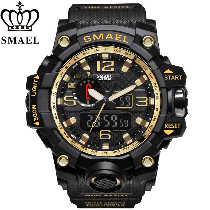 SMAEL Stil Nou Ceas Digital Bărbați Ceasuri Militare Bărbați Impermeabil ArmyGreen LED Sport Cuarț Ceas pentru Bărbați Relogio Masculino 1545