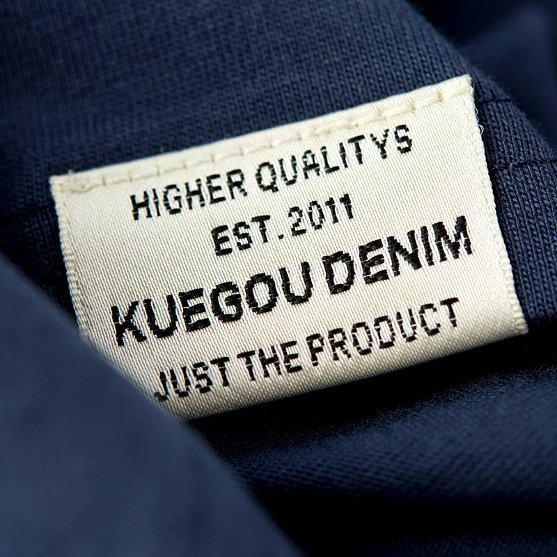 KUEGOU Bumbac T-shirt cu maneci lungi moda tricou toamna Scrisoare broderie Simplitate t cămașă bărbați plus dimensiune ZT-88086