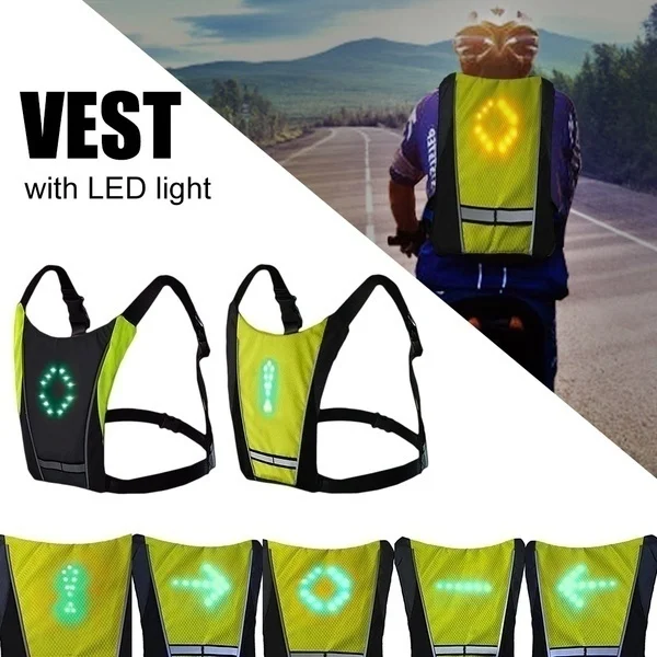 Ciclism Vesta LED Wireless Biciclete MTB Sac de Siguranță LED-uri de Semnalizare Lumina Vesta de Biciclete Reflectorizant de Avertizare Veste cu Controler de la Distanță