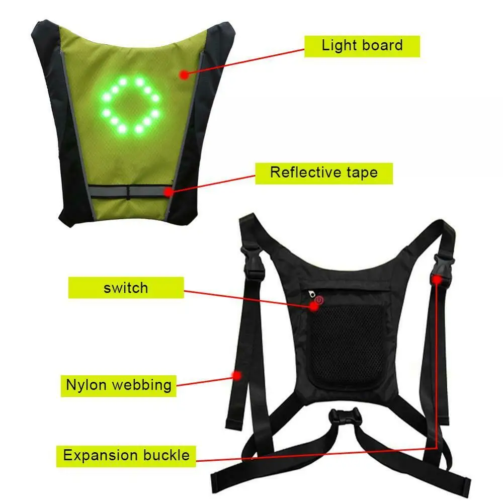 Ciclism Vesta LED Wireless Biciclete MTB Sac de Siguranță LED-uri de Semnalizare Lumina Vesta de Biciclete Reflectorizant de Avertizare Veste cu Controler de la Distanță