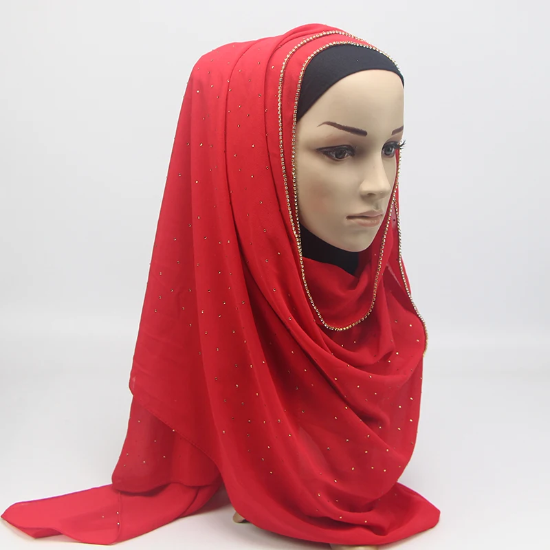 10PC/LOTWoman mai recente moda bubble șifon eșarfă cu lanț,simplu stras musulmane hijab,cap eșarfă folie batic,fular femme