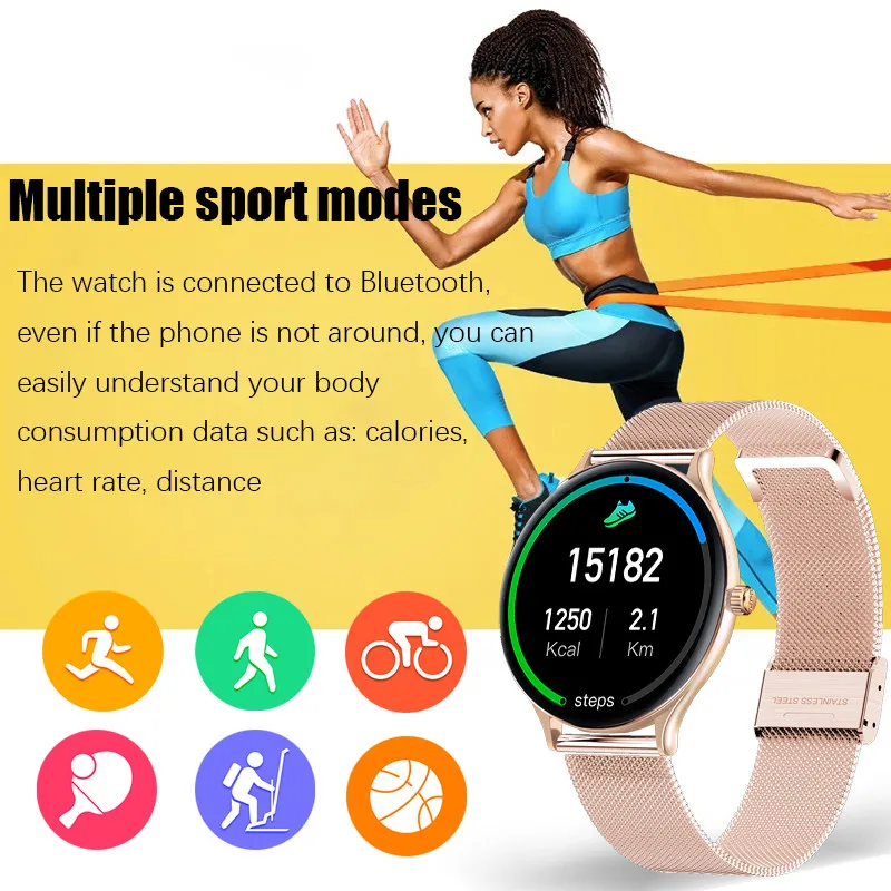 LIGE Doamnelor Ceas Inteligent Femei Fitness smartwatch Sport Tracker de Sănătate Impermeabil cerc Complet touch screen reloj inteligente