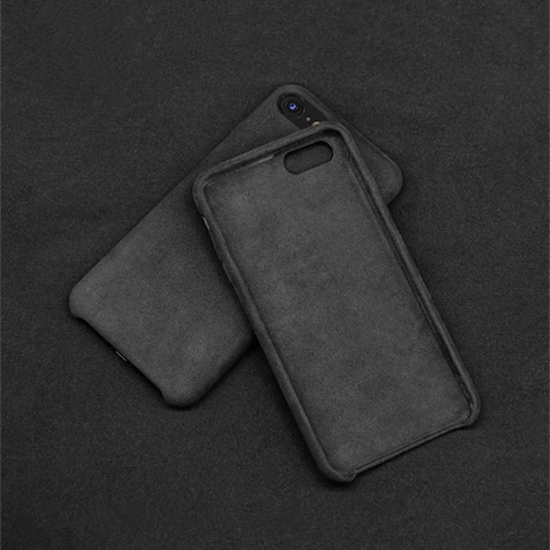 De caz Pentru iPhone 7 8 plus X XS Max XR italiana de lux piele de Căprioară ca Material de Acoperire Puf Piele Capa un strat de premium pentru a Coajă de telefon