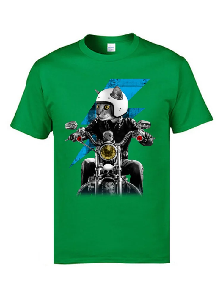 O Bucată de Craniu Motociclist Cat Tricouri Cool Călăreț Motocicleta Pisici 3D Retro Tricouri Barbati Moda Tricou Motocicleta Funny T-Shirt