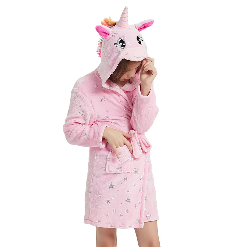 Noua Toamna Iarna Cu Gluga Pentru Copii Halat De Baie Copii Unicorn Halat De Baie Băieți Fete Animale Pijamale Copii Cu Maneca Lunga Desene Animate Prosop Halat