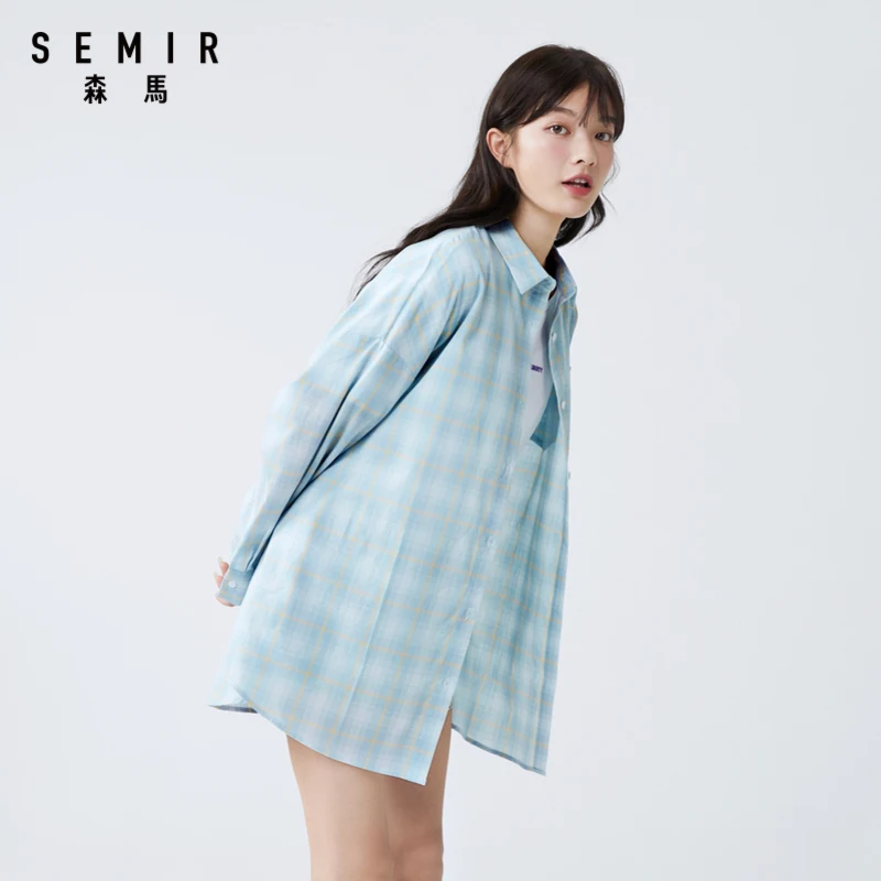 SEMIR Femei bluza cu maneci lungi 2020 nou retro liber zăbrele design de bumbac casual dulce fashion shirt pentru femeie