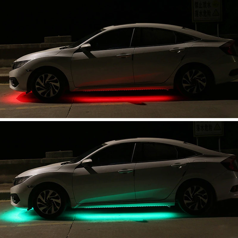 4buc Led-uri Auto Caroseriei Lumini de Control de la Distanță App RGB LED Strip Underglow Șasiu Sistem de Lumina de Neon de iluminare din spate Auto Accesorii