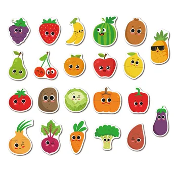 24buc Puzzle din Lemn pentru copii Desene animate animale/legume fructe/vehicule cu 3 stiluri Montessori Învățarea Timpurie Jucarii Educative