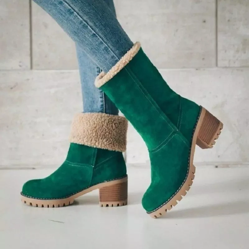 2020 Cizme De Iarna Pentru Femei Pantofi De Cald, Confortabil Casual Zăpadă Cizme Rotund Toe De Sex Feminin De Pluș Mijlocul Cizme Cu Toc Doamnelor Cizme Jumătatea Vițel