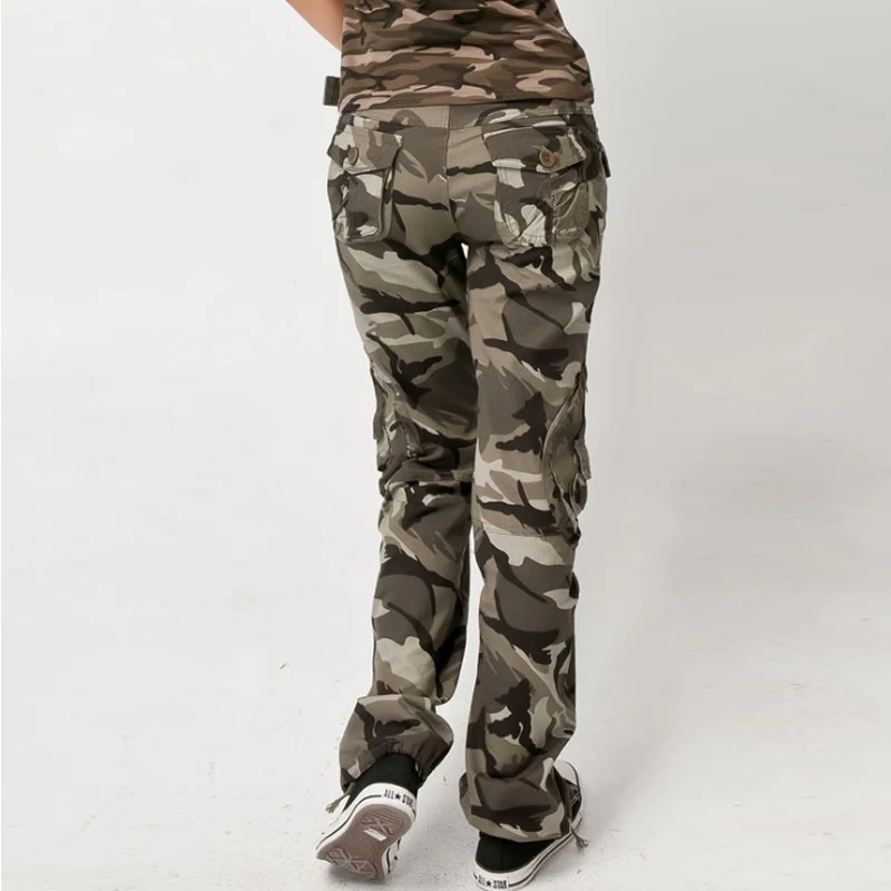 Femei Pantaloni Casual de primavara Pantaloni de Camuflaj Militar Femei multi-buzunar de Pantaloni cu fermoar Vrac mijlocul talie pantaloni femei X191