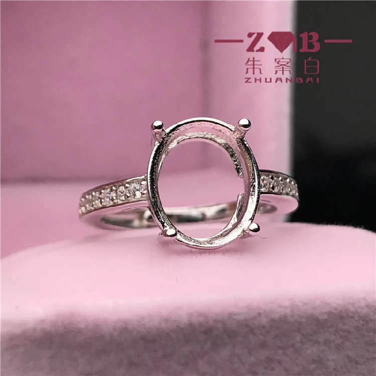 Un rând de foraj stil de formă ovală inel setările inel de argint S925 bază coadă penis setare de piatră încrustat cu bijuterii DIY femei