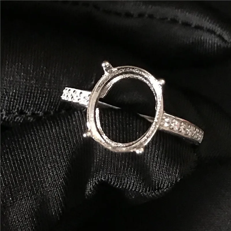 Un rând de foraj stil de formă ovală inel setările inel de argint S925 bază coadă penis setare de piatră încrustat cu bijuterii DIY femei