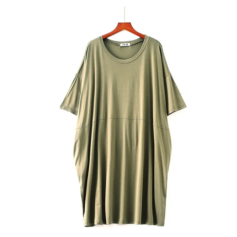 Cămașă de noapte pentru Femei Rochie de Noapte de Vară Moale Supradimensionate 10XL 80~140kg Culoare Solidă O-Gât Pijamale cu Maneci Scurte Casual Rochie de Acasă