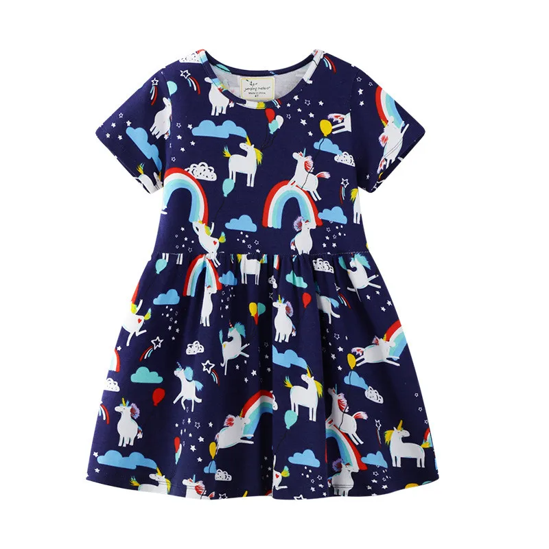 Sărituri de Metri de Vară Unicorni pentru Copii rochii Pentru Copii Fete de Îmbrăcăminte din Bumbac Imprimat Animale Casual cu Maneci Scurte Rochie Pentru Fata