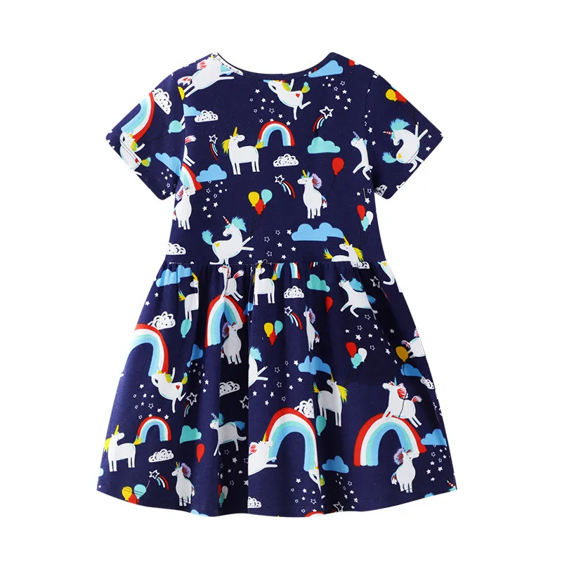 Sărituri de Metri de Vară Unicorni pentru Copii rochii Pentru Copii Fete de Îmbrăcăminte din Bumbac Imprimat Animale Casual cu Maneci Scurte Rochie Pentru Fata