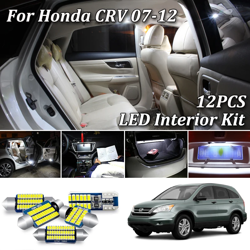12Pcs Canbus led-uri Auto lumina de interior Kit Pentru Honda CRV CR-V 3 2007-2012 condus Harta Dom Viziera Oglinda interior de lumină de inmatriculare