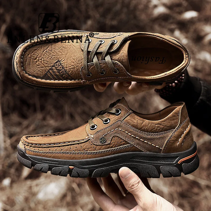 De Vânzare la cald Barbati Pantofi din Piele Drumeții Mocasini Bărbați în aer liber Dantelă Sus Uzură Rezistente Pantofi pentru Bărbați Adidași rezistent la apa, Non-Alunecare