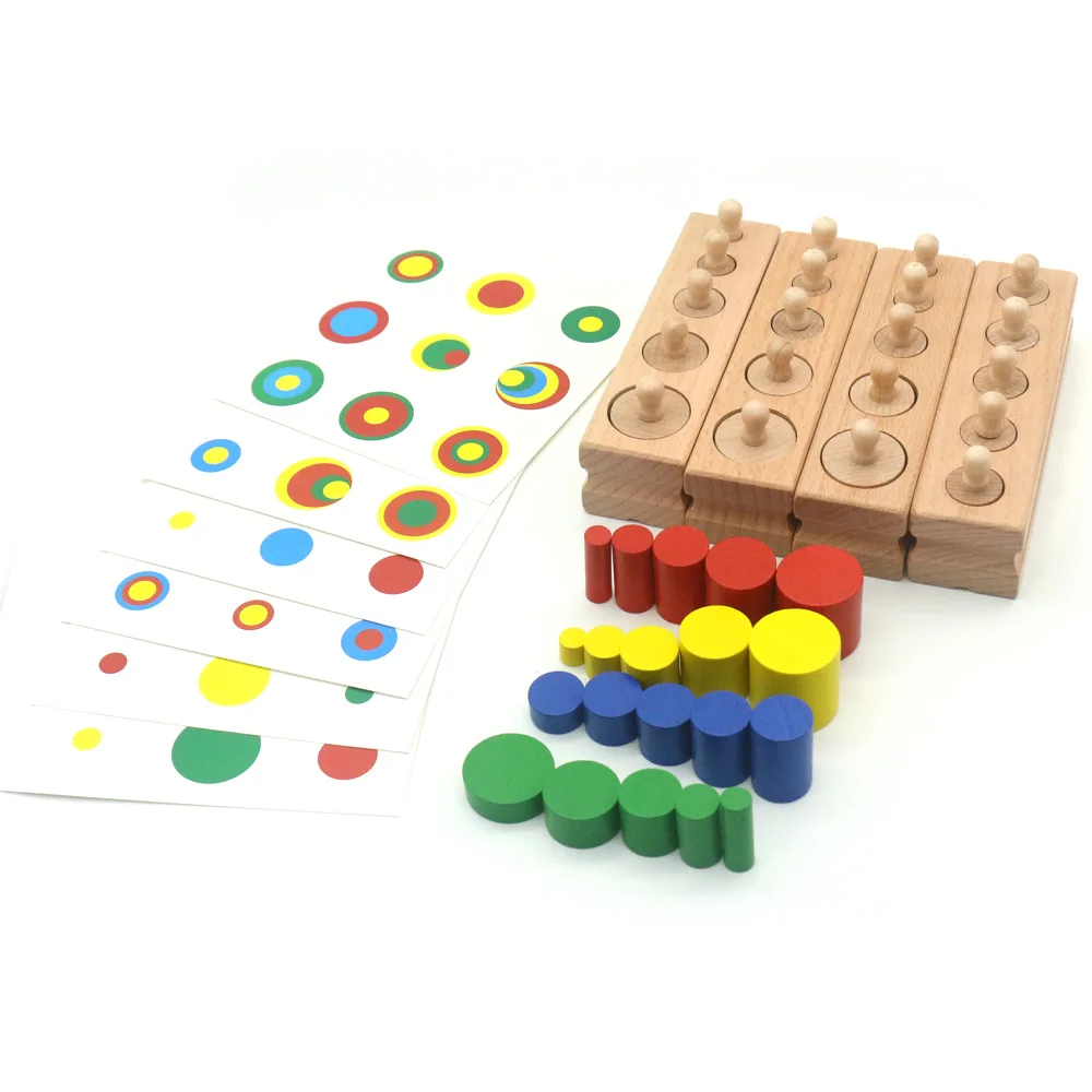Cilindru Montessori Blocuri și Setul de Cărți Senzoriale Jucarii Educative Jucarii din Lemn Pentru Copii de Sortare Juguetes K2364H